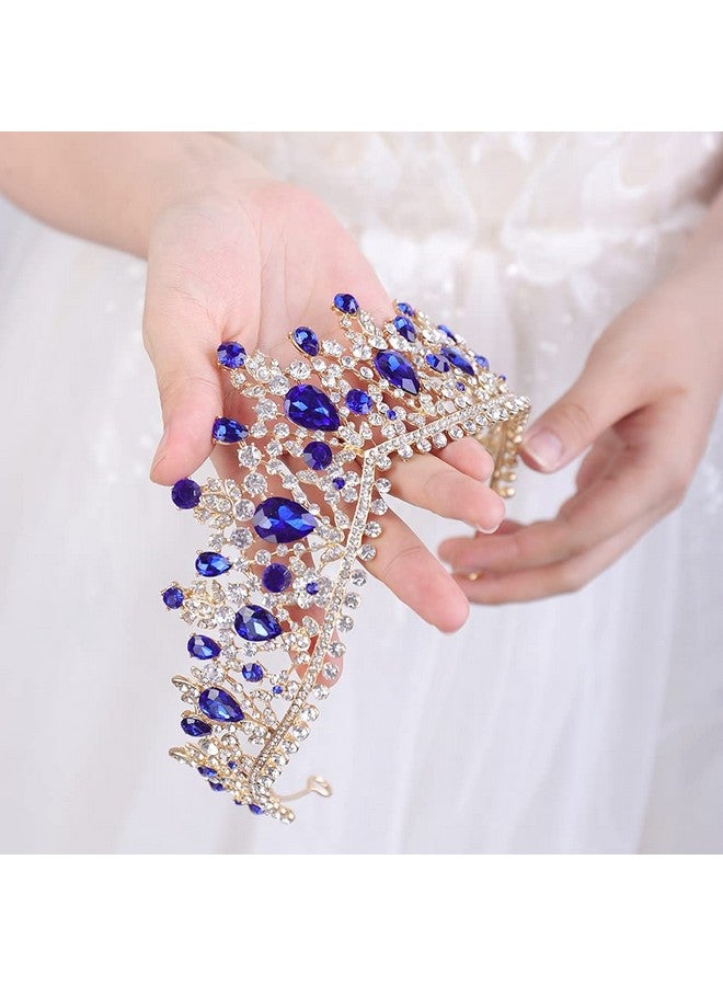 Gemstones Queen Tiara For Women And Girls Birthday Pageant Party (Blue)