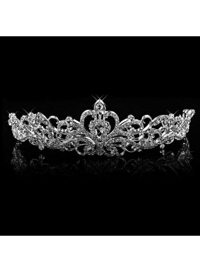 Crystal Tiara Silver Crown Headband Headpiece Rhinestone Hair Jewelry Decor For Women Ladies Little Girls Bridal Bride Princess Birthday Wedding Pageant Prom Halloween Costume Party