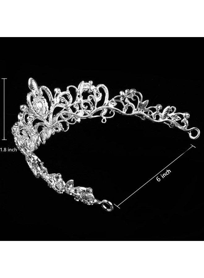 Crystal Tiara Silver Crown Headband Headpiece Rhinestone Hair Jewelry Decor For Women Ladies Little Girls Bridal Bride Princess Birthday Wedding Pageant Prom Halloween Costume Party