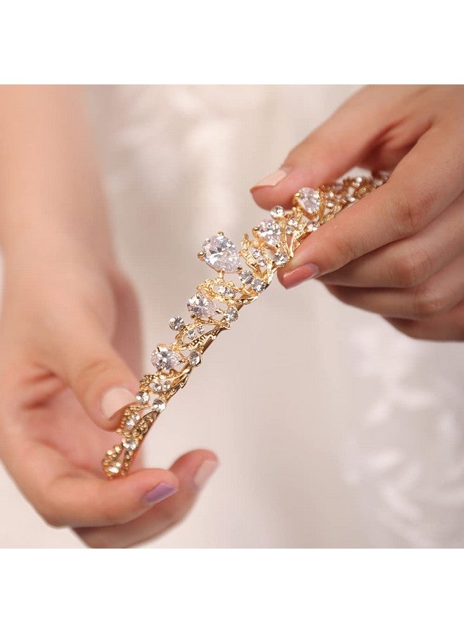 Gold Princess Tiara Crown For Girls Wedding Headband Headpieces For Birthday Pageant Prom Bridal Party Photography