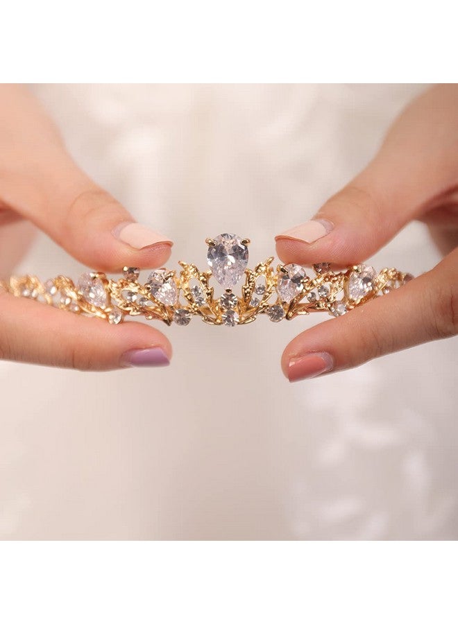 Gold Princess Tiara Crown For Girls Wedding Headband Headpieces For Birthday Pageant Prom Bridal Party Photography