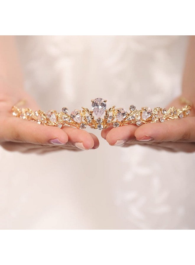 Gold Princess Tiara Crown For Girls Wedding Headband Headpieces For Birthday Pageant Prom Bridal Party Photography