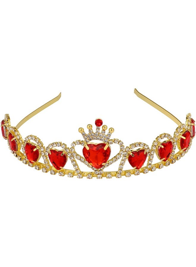 Queen Tiaras And Crown For Women Red Heart Tiara Rhinestone Bridal Headpiece Jewelry Headband Costume