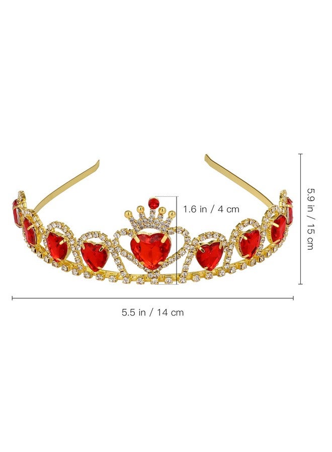 Queen Tiaras And Crown For Women Red Heart Tiara Rhinestone Bridal Headpiece Jewelry Headband Costume