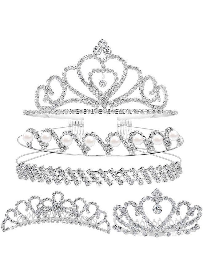 Set Of 5 Crystal Headband Rhinestone Headbands For Women Hair Jewelry Wedding Headband Crown Party Tiarassilver