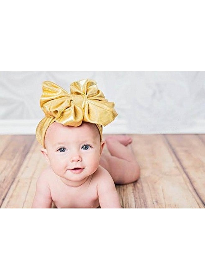 Baby Girls Bronzing Gilding Headband Floppy Metallic Messy Big Bows Headwrap Ja61 (Golden)