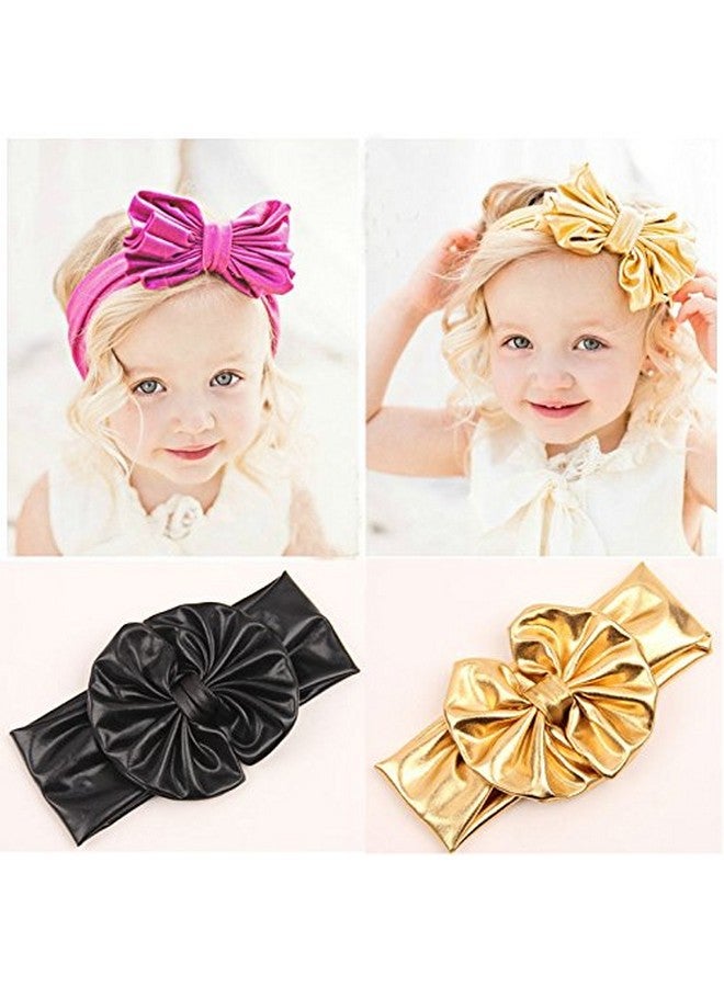 Baby Girls Bronzing Gilding Headband Floppy Metallic Messy Big Bows Headwrap Ja61 (Golden)