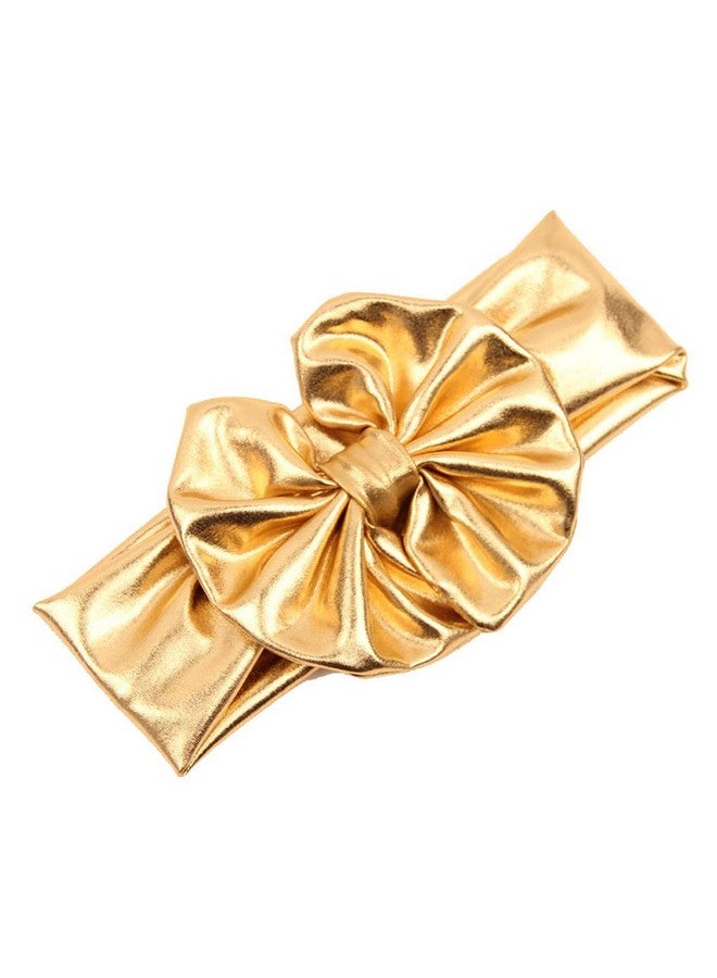 Baby Girls Bronzing Gilding Headband Floppy Metallic Messy Big Bows Headwrap Ja61 (Golden)