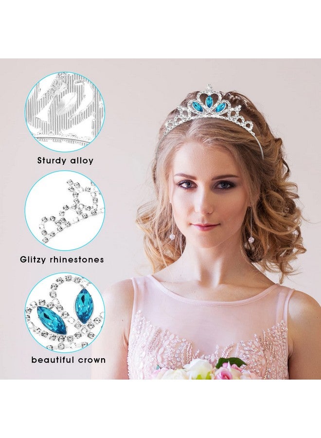 Olain 2 Pcs Princess Crown Tiara Girls Headband Hair Hoop Tiara Rhinestone Crystal Pearl Tiara Tiara Head Crown For Women Girls Wedding Prom Party (Style B) (Style B)