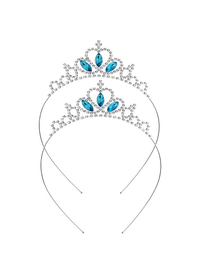 Olain 2 Pcs Princess Crown Tiara Girls Headband Hair Hoop Tiara Rhinestone Crystal Pearl Tiara Tiara Head Crown For Women Girls Wedding Prom Party (Style B) (Style B)