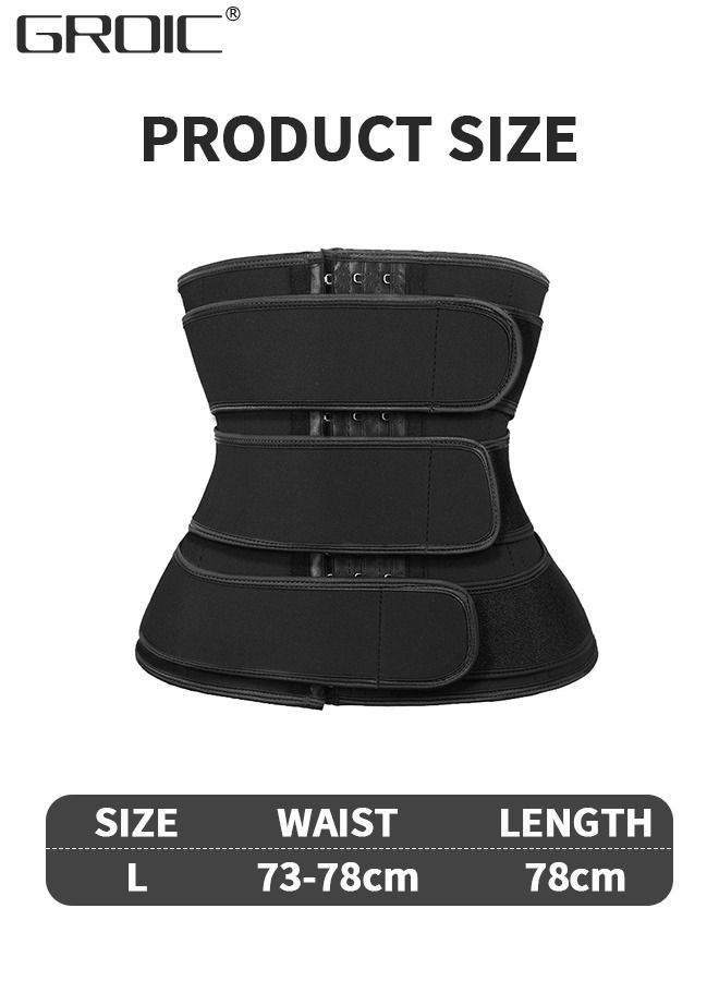 Waist Trainer for Women Triple Belt Body Shaper Waist Trainer Corset with 3 Velcro and 3 Rows Closure, Sauna Workout Trimmer Belts Underbust Corset Tummy Control Hourglass Slimming Belly Body Shaper