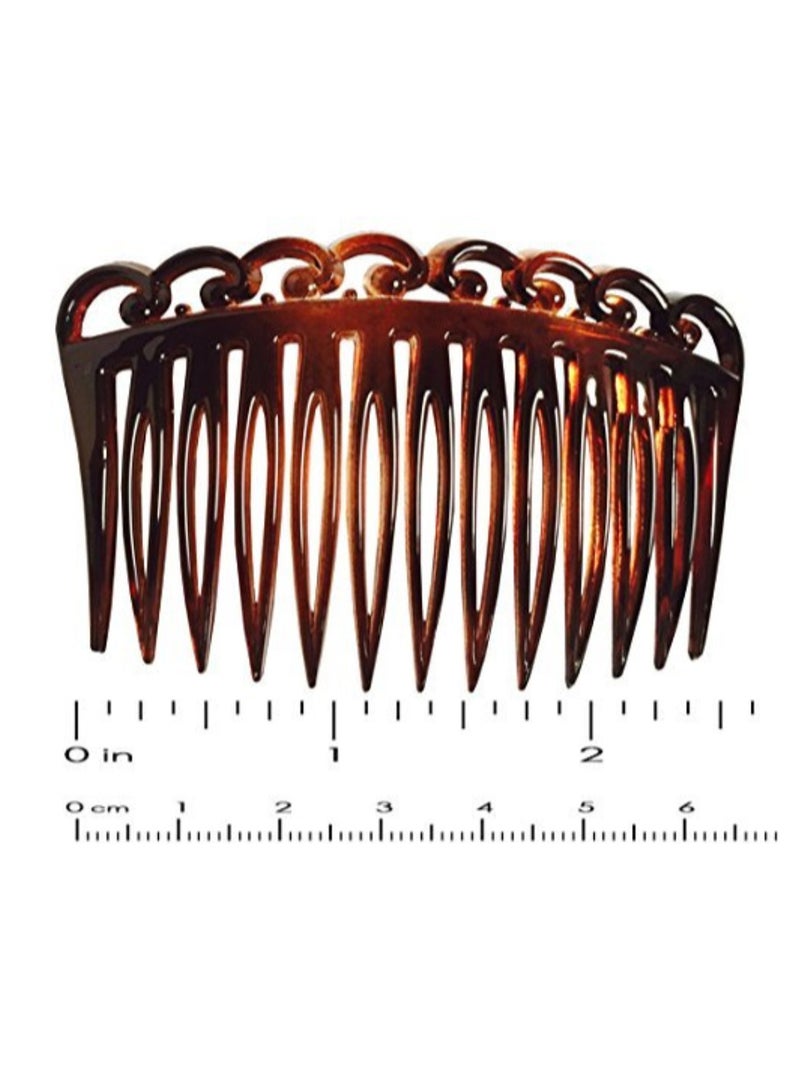 2-Piece French Swirl Tortoise Shell Hair Comb Brown 2.5inch