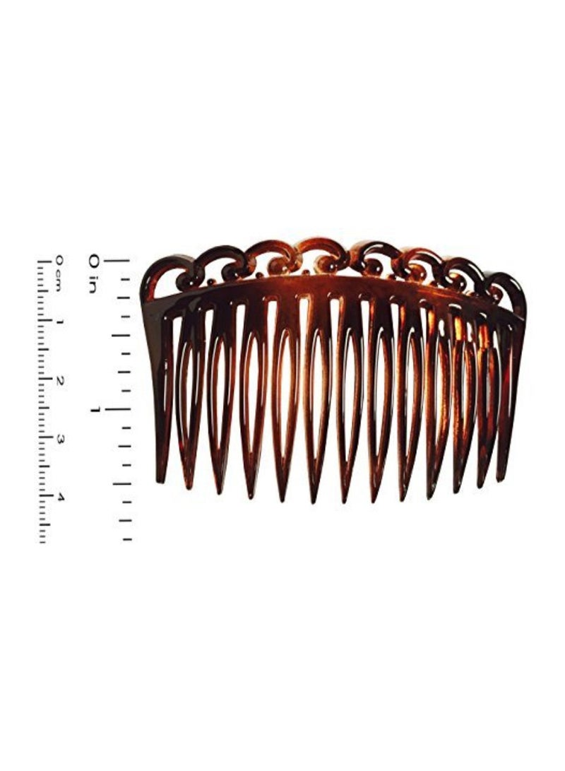 2-Piece French Swirl Tortoise Shell Hair Comb Brown 2.5inch