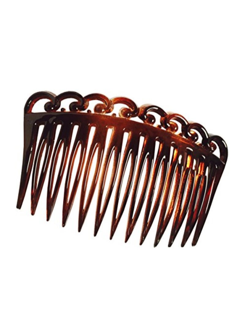 2-Piece French Swirl Tortoise Shell Hair Comb Brown 2.5inch