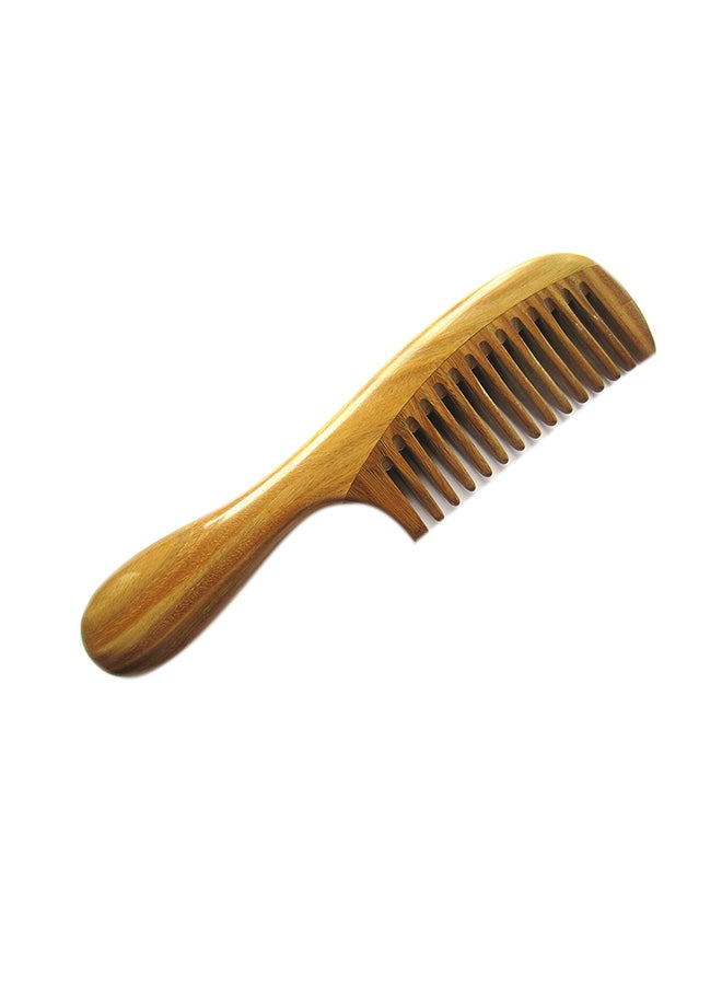 Wide Tooth Hair Comb With Rounded Handle Brown 7.1 x 1.8 x 0.3inch