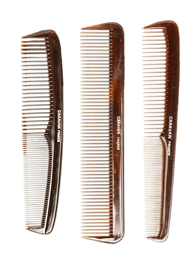 Set Of 3 Tortoise Shell Comb Brown