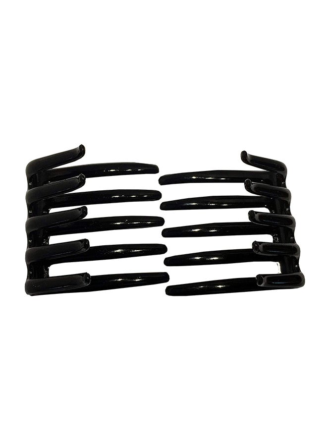 2-Piece French Crab Interlocking Hair Side Comb Black 2.25inch