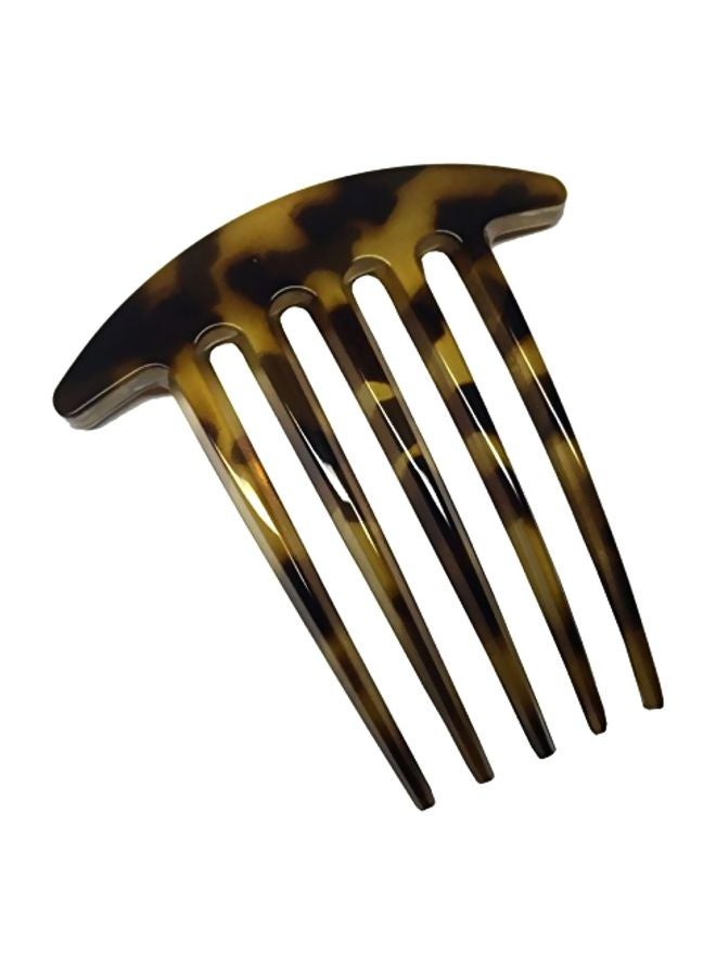 2-Piece Medium 5 Teeth Celluloid Light Tortoise Shell Side Hair Comb Brown/Yellow 3inch