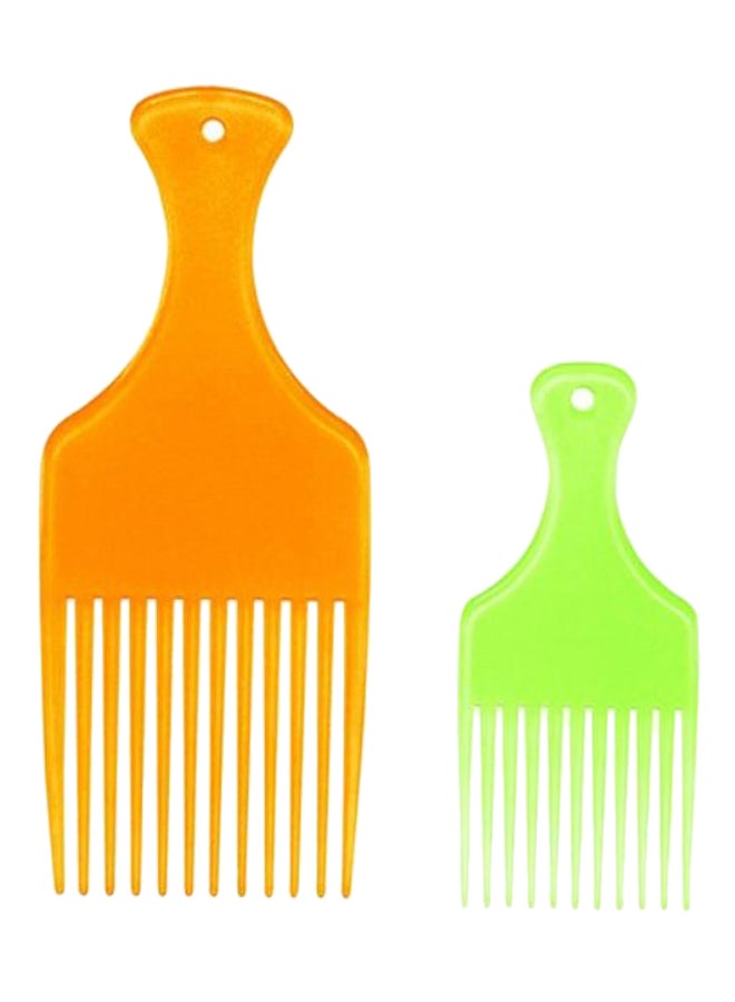 2-Piece Ultraclean Hair Comb Set Orange/Green