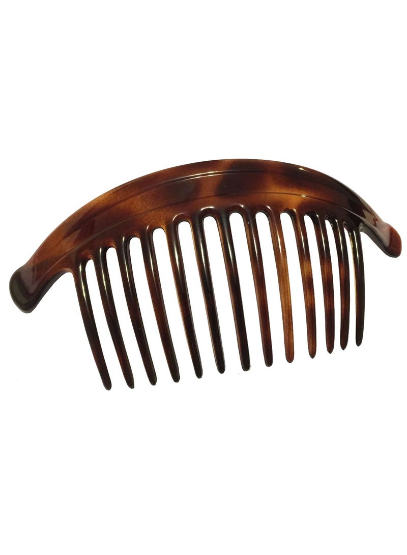 2-Piece 13-Teeth Interlocking Side Hair Comb Set Brown 7inch