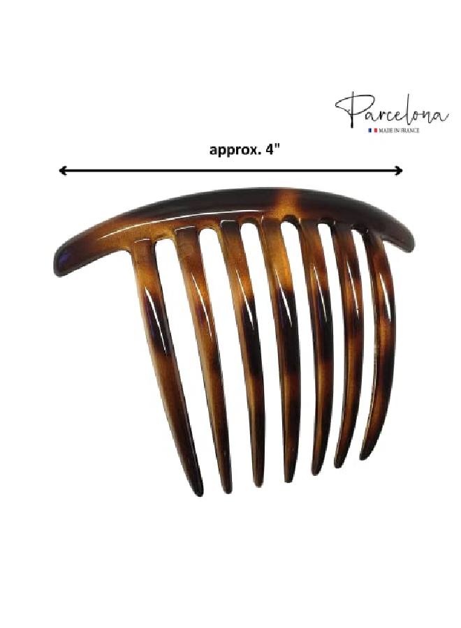 French Twist Large Shell Brown 7 Teeth Large Celluloid Acetate Set Of 3 Hair Side Combs