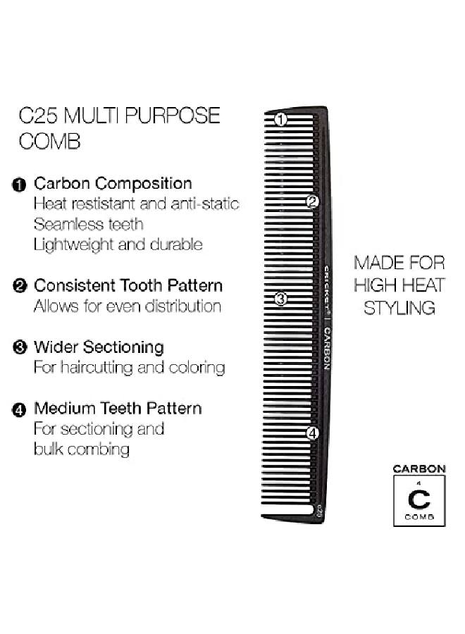 C25 Professional Hair Stylist Multipurpose Carbon Comb Antistatic Heat Resistant Styling Detangling Sectioning Combs For All Hair Types