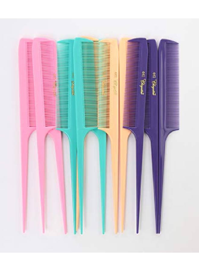 Cleopatra 81/2 Inch Rattail Combs Extra Fine Toothrat Tail Comb Model 441 Color Fresh Mix 1 Dozen