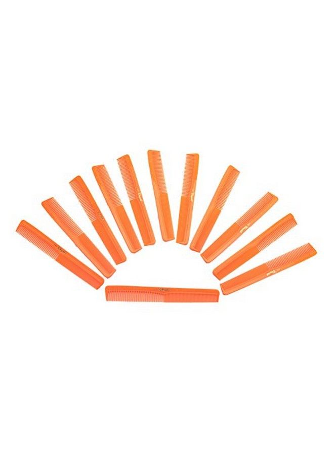 Cleopatra 7 inchAll Purpose Barber Comb. Flat Back Styler Comb. Numbered ruler Comb. Neon Orange. 12Pack