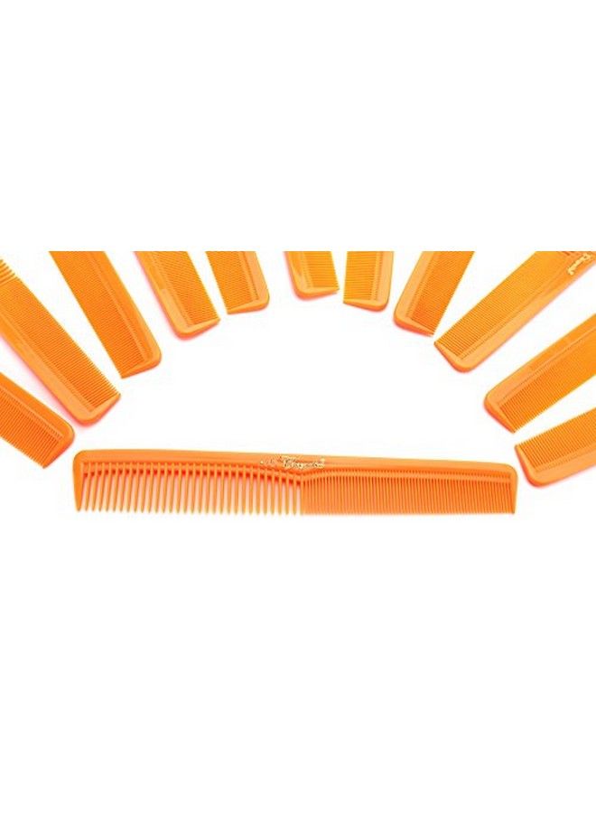 Cleopatra 7 inchAll Purpose Barber Comb. Flat Back Styler Comb. Numbered ruler Comb. Neon Orange. 12Pack