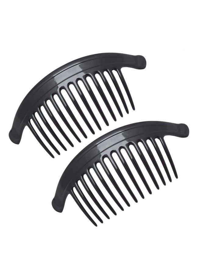 French Arch Extra Large Black 13 Teeth Interlocking Side Hair Combs Pair