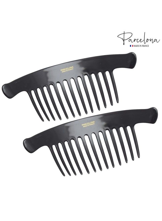 French Arch Extra Large Black 13 Teeth Interlocking Side Hair Combs Pair