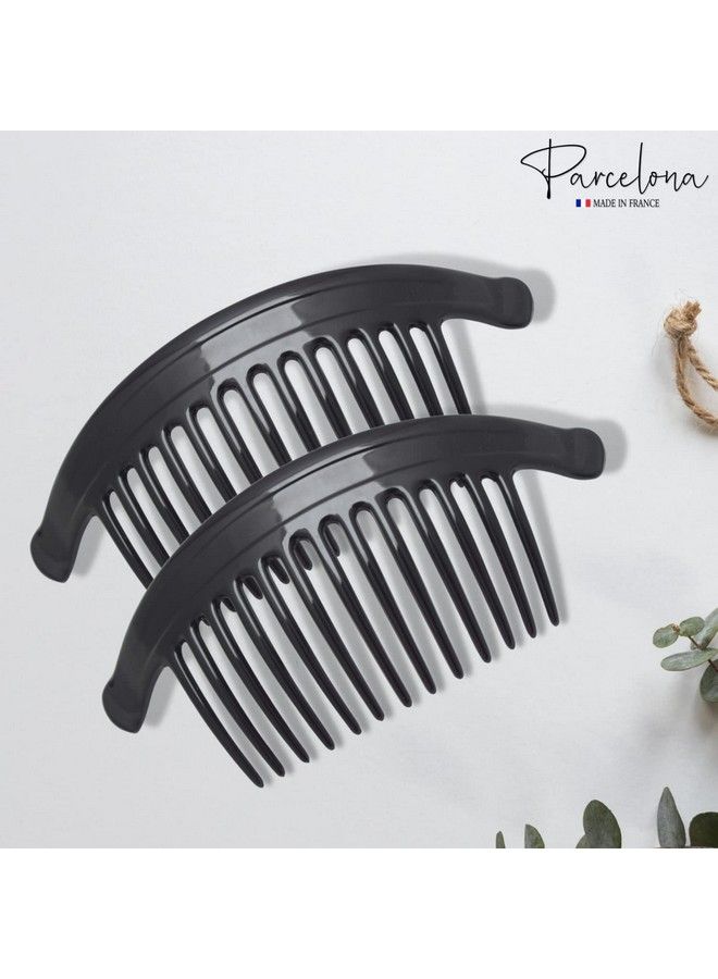 French Arch Extra Large Black 13 Teeth Interlocking Side Hair Combs Pair