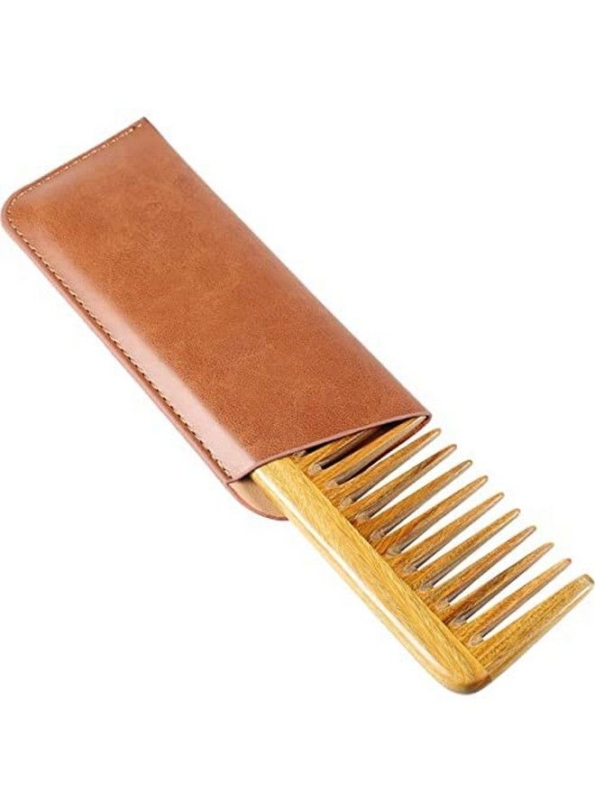 Handmade 100% Natural Green Sandalwood Hair Combs Antistatic Sandalwood Scent Natural Hair Detangler Wooden Comb (Extra Wide Tooth Pocket Comb)