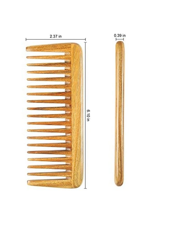 Handmade 100% Natural Green Sandalwood Hair Combs Antistatic Sandalwood Scent Natural Hair Detangler Wooden Comb (Extra Wide Tooth Pocket Comb)