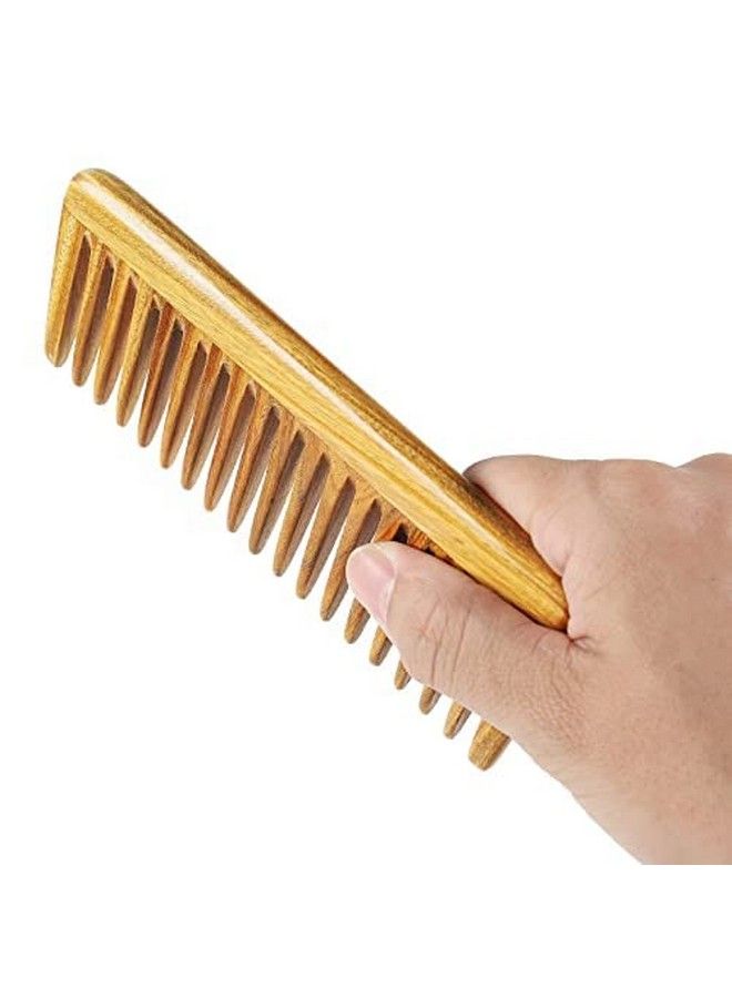 Handmade 100% Natural Green Sandalwood Hair Combs Antistatic Sandalwood Scent Natural Hair Detangler Wooden Comb (Extra Wide Tooth Pocket Comb)