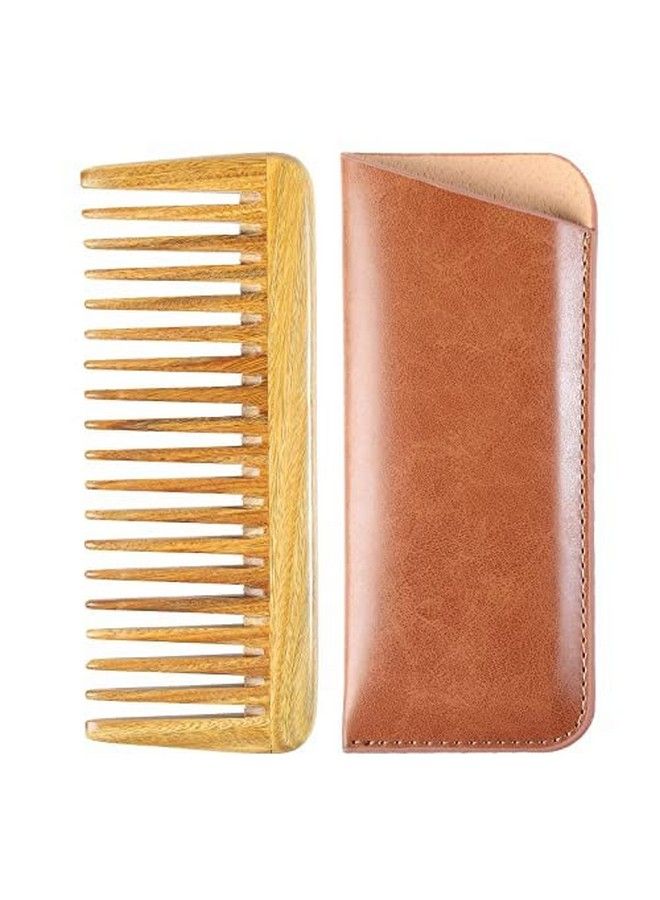 Handmade 100% Natural Green Sandalwood Hair Combs Antistatic Sandalwood Scent Natural Hair Detangler Wooden Comb (Extra Wide Tooth Pocket Comb)