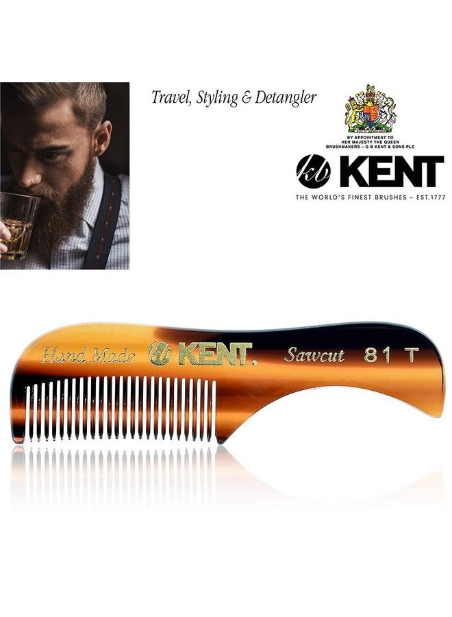 A 81T Xsmall Gentleman Beard And Mustache Pocket Comb Fine Toothed Pocket Size For Facial Hair Grooming And Styling. Sawcut Of Quality Cellulose Acetate Hand Polished. Handmade In England