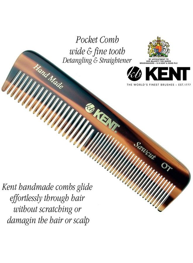 A Ot Small Double Tooth Hair Pocket Comb Fine / Wide Tooth Comb For Hair Beard And Mustache Coarse / Fine Hair Grooming Comb For Men Women And Kids. Saw Cut Hand Polished. Handmade In England