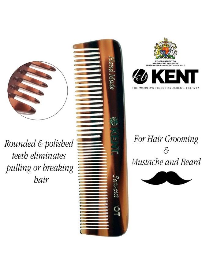 A Ot Small Double Tooth Hair Pocket Comb Fine / Wide Tooth Comb For Hair Beard And Mustache Coarse / Fine Hair Grooming Comb For Men Women And Kids. Saw Cut Hand Polished. Handmade In England