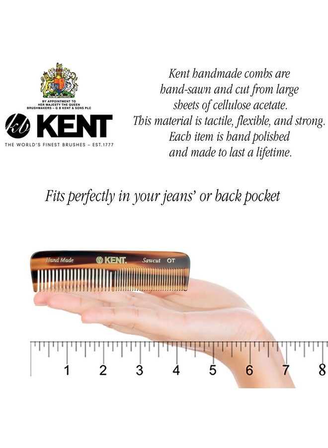 A Ot Small Double Tooth Hair Pocket Comb Fine / Wide Tooth Comb For Hair Beard And Mustache Coarse / Fine Hair Grooming Comb For Men Women And Kids. Saw Cut Hand Polished. Handmade In England