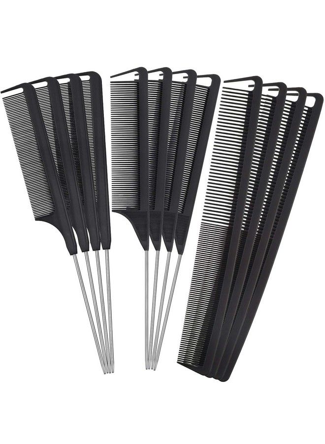 12 Pieces Parting Comb For Braids Rat Tail Comb Steel Pintail Comb Fine Teeth Comb Heat Resistant Teasing Combs With Stainless Steel Pintail