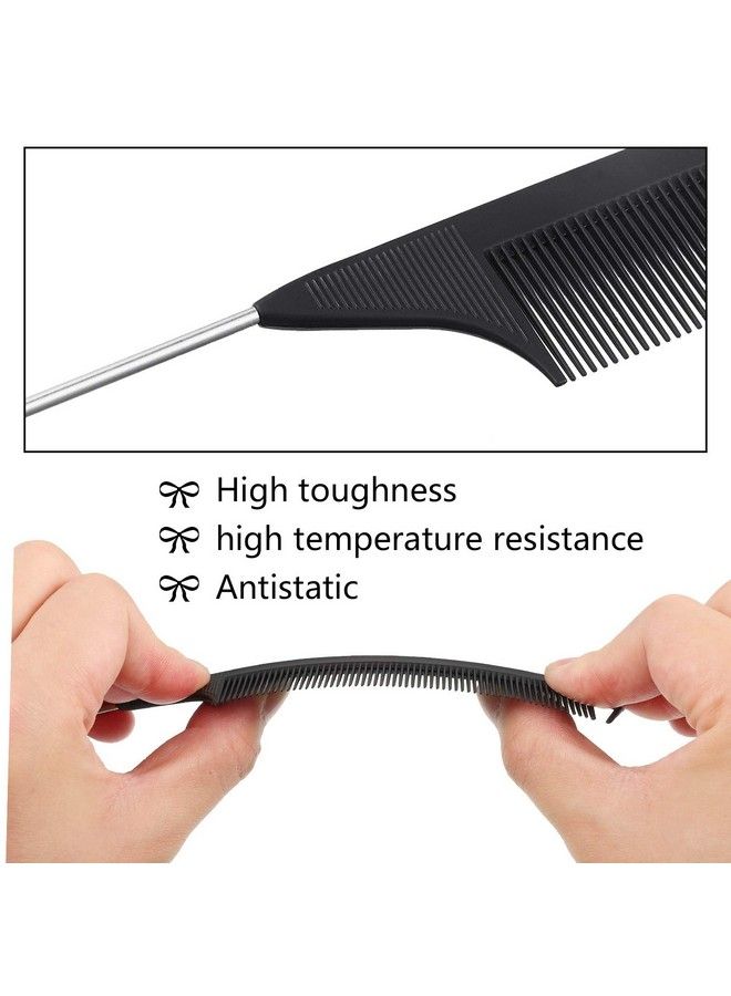 12 Pieces Parting Comb For Braids Rat Tail Comb Steel Pintail Comb Fine Teeth Comb Heat Resistant Teasing Combs With Stainless Steel Pintail