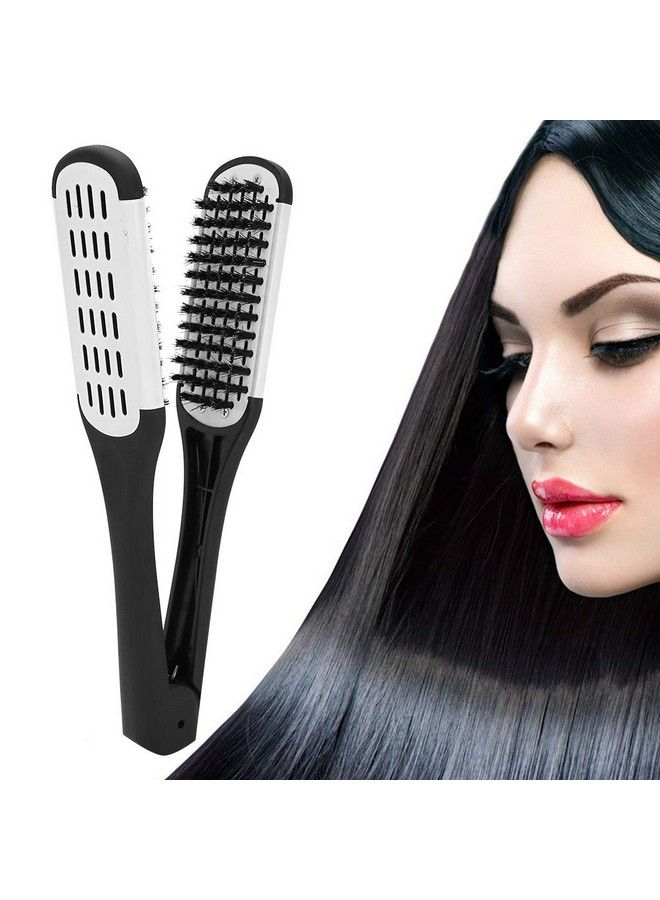 Hair Straightening Comb Professional V Shaped Comb Double Sided Straightening Brush Bristles Hairdressing Tool