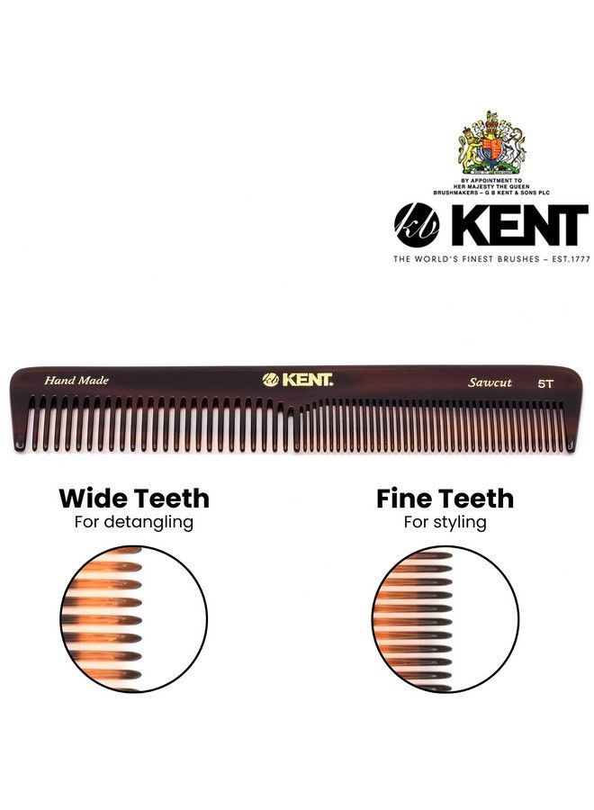 5T 6.6 Inch Double Tooth Hair Dressing Comb Fine And Wide Tooth Dresser Comb For Hair Beard And Mustache Coarse And Fine Hair Styling Grooming Comb For Men Women And Kids. Made In England