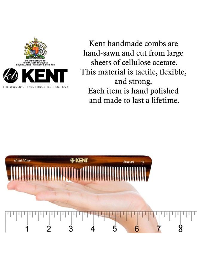 5T 6.6 Inch Double Tooth Hair Dressing Comb Fine And Wide Tooth Dresser Comb For Hair Beard And Mustache Coarse And Fine Hair Styling Grooming Comb For Men Women And Kids. Made In England