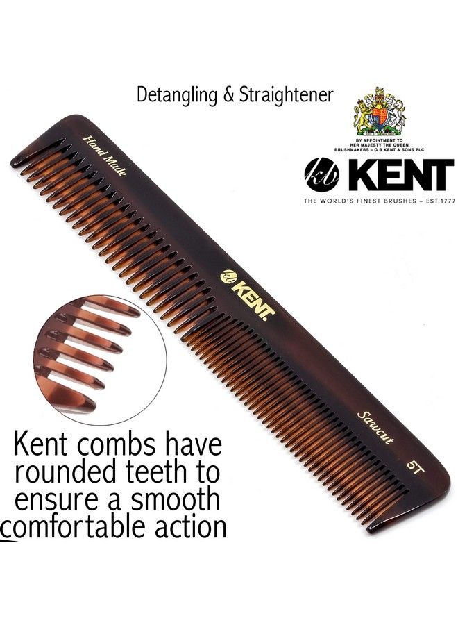 5T 6.6 Inch Double Tooth Hair Dressing Comb Fine And Wide Tooth Dresser Comb For Hair Beard And Mustache Coarse And Fine Hair Styling Grooming Comb For Men Women And Kids. Made In England