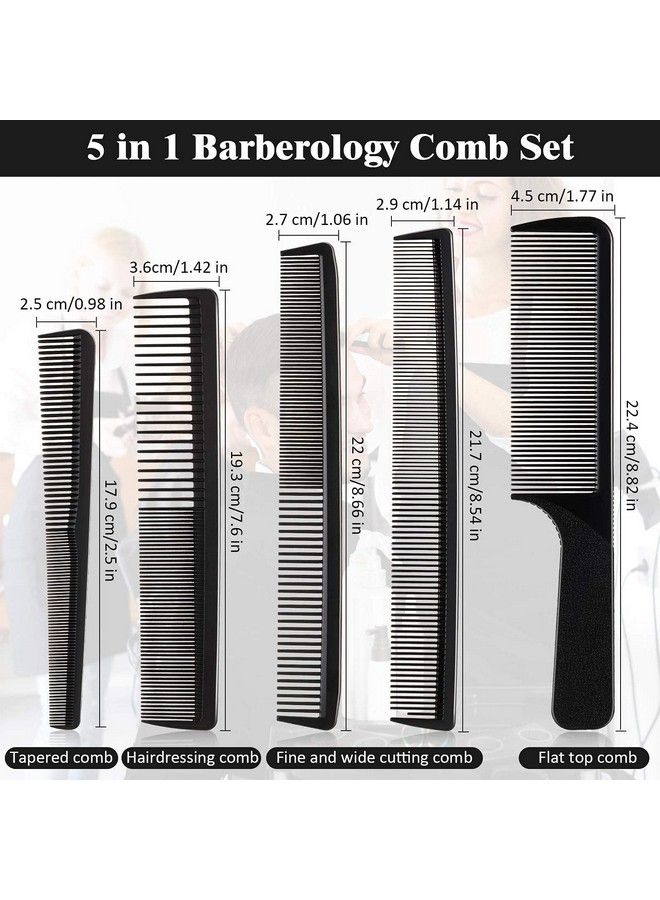 5 Pieces Hair Cutting Comb Barber Comb Hair Styling Combs Fine Teeth Carbon Comb Set Anti Static Heat Resistant Hairdressing Tapered Comb For Men Women (Classic Combs)