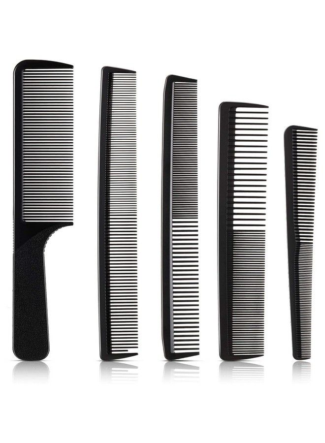 5 Pieces Hair Cutting Comb Barber Comb Hair Styling Combs Fine Teeth Carbon Comb Set Anti Static Heat Resistant Hairdressing Tapered Comb For Men Women (Classic Combs)