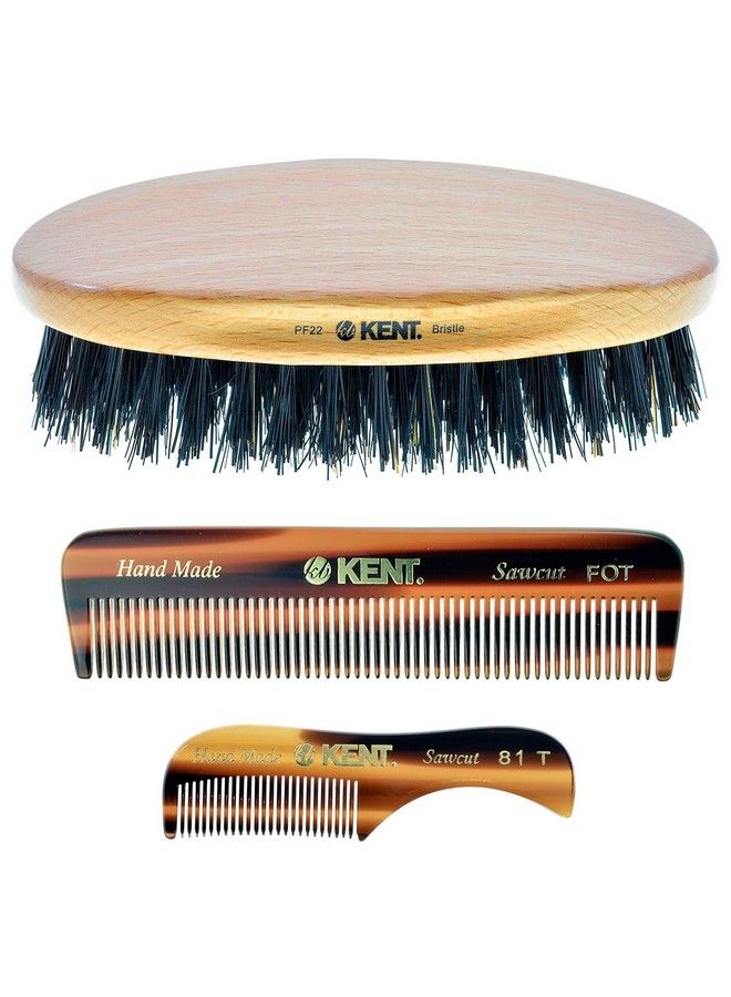 Set Of Combs 81T Small Beard And Mustache Comb Fot All Fine Pocket Comb And Pf22 Hair Brush And Beard Brush Best Beard And Mustache Grooming Kit For Travel And Home Beard Care Made In England