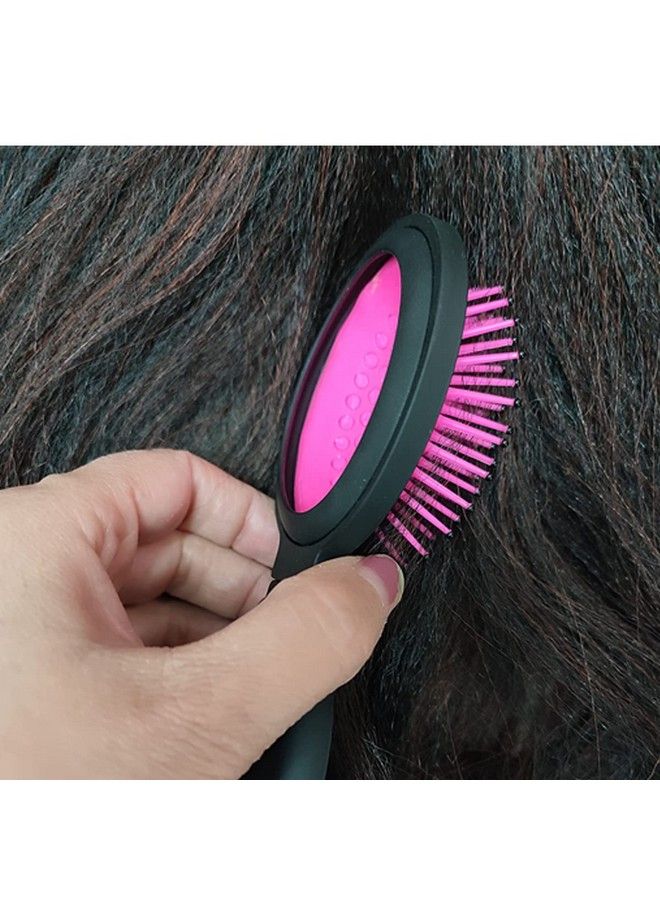 Folding Travel Comb Mirror Hair Brushes Portable Wet Magic Mini Hair Brush Pocket Comb For Women (Pink)